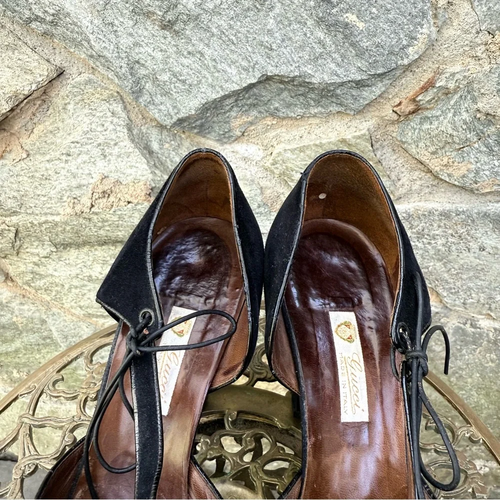 Gucci Vintage Black Suede Heels size 7